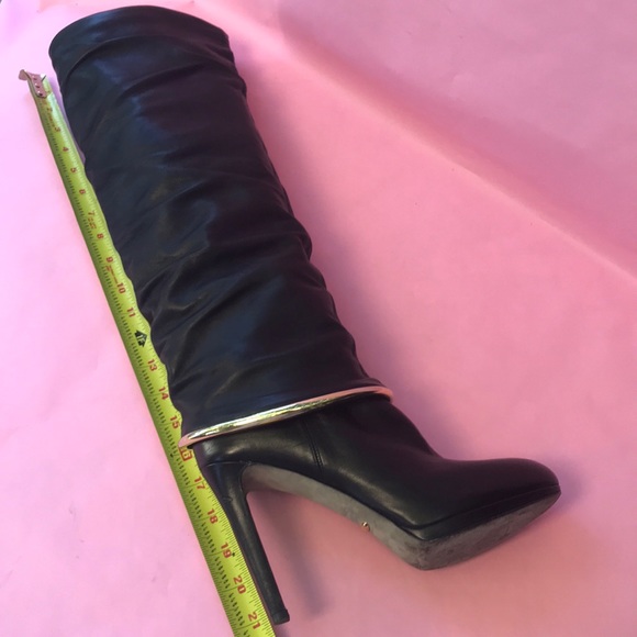 Black Sergio Rossi pull on leather boots in box